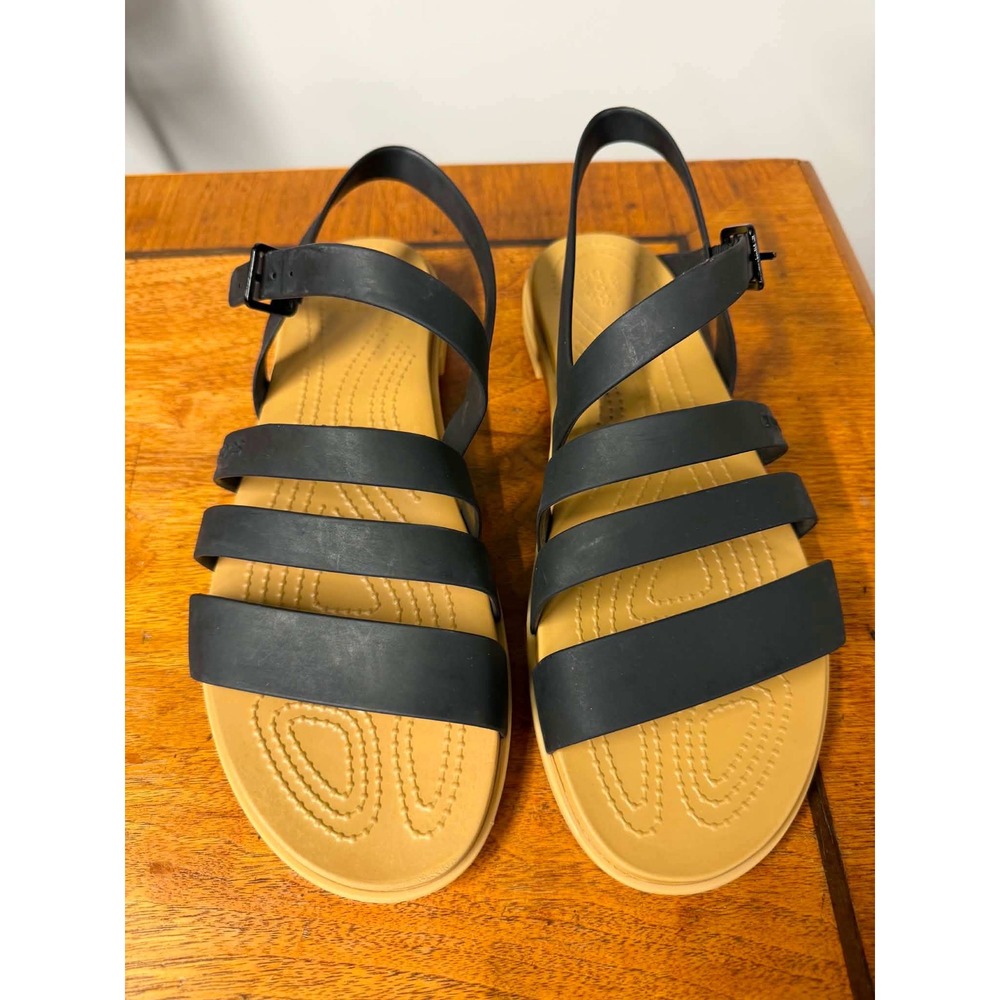 Crocs Women 11 Black Sandal Strappy Comfort Lightweight Multi-Strap Gladiator
